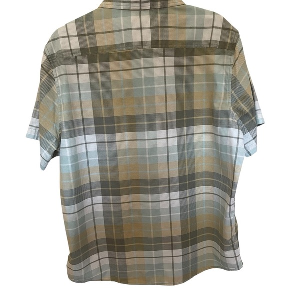 MARMOT GREEN PLAID SHORT SLEEVE SHIRT SZ LG EUC - Picture 2 of 6